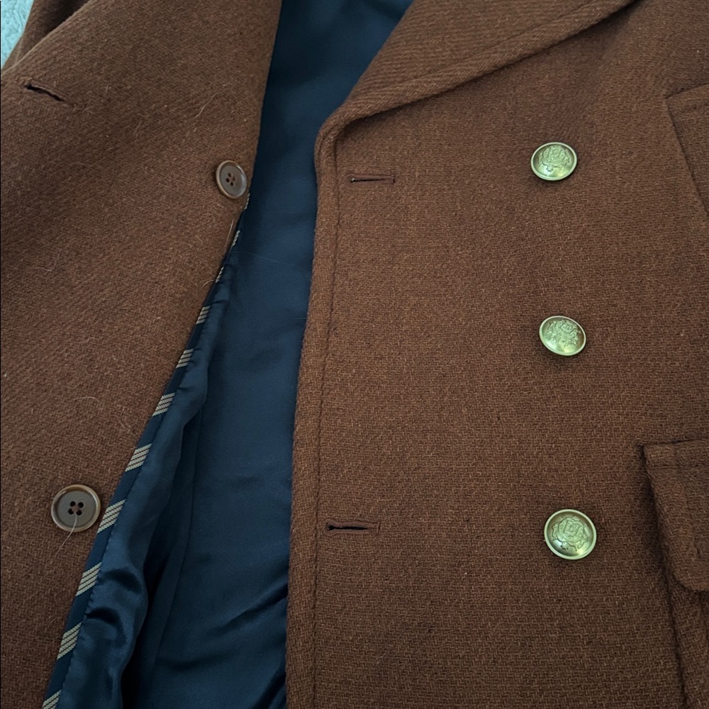 J. Crew Women's Red Brown Double-Breasted Coat - Picture 8 of 10